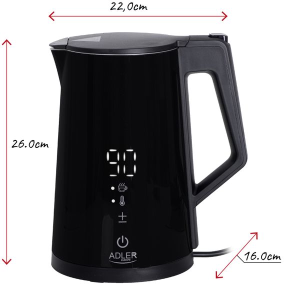 Електрочайник Adler AD 1345 black 1850-2200Вт/ 1.7л/ STRIX/ встановлення температури/ | Зображення 7