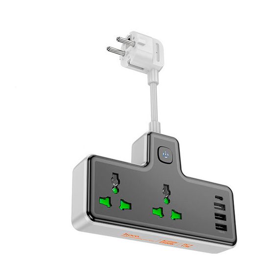 Мережевий фільтр HOCO AC11A на 2 розетки + 3 USB + USB-C, 17W, кабель 1, 5 м | Зображення 1