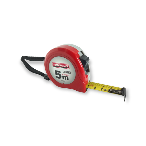 Рулетка вимірювальна 5 м x 19 мм HAISSER | Нейлон | Пластиковий корпус | 2 стопа (арт. 22003)