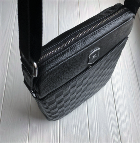 Мужская кожаная сумка мессенджер Louis Vuitton black | Зображення 4