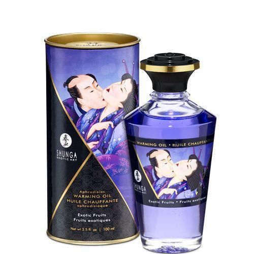 Розігрівальна олія Shunga Aphrodisiac Warming Oil – Exotic Fruits (100 мл) без цукру, смачна Sex Aura