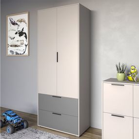 Шафа розпашна дводверна LION Краш з 2 шухлядами Кашемір/Антрацит (LION-044004)