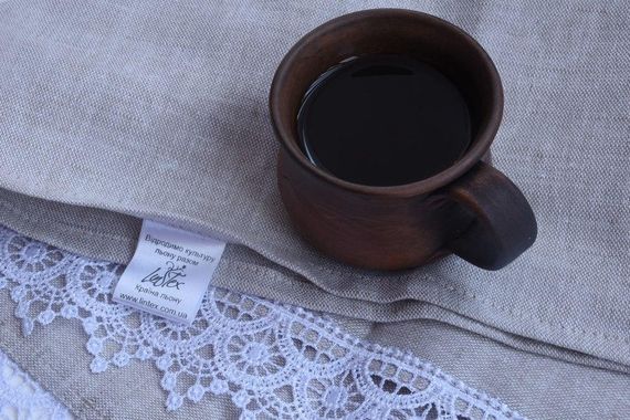 Лляний рушник з мереживом розмір 50х70 см, сірий | Зображення 4