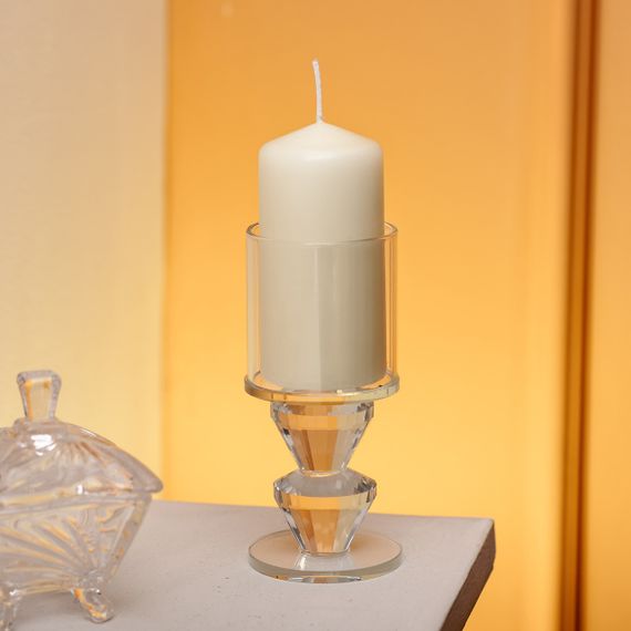 Подсвечник стеклянный 6×13.3 см на одну свечу подсвечник бокал на ножке декоративный прозрачный HP-4-28M | Зображення 2