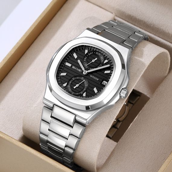 Класичний чоловічий годинник Skmei 2423SIBK Silver-Black | Зображення 3