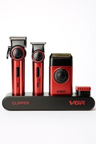 Комплект VGR STEPLERSS PRO 3 IN 1 RED, машинка для стрижки з LED-дисплеєм, VGR, V-036 (47859-PRO 3 IN 1_4426)