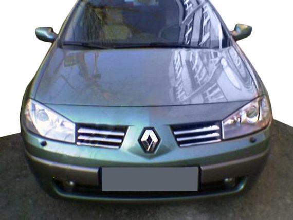 Накладки на решітку (модель 2004-2006, 6 шт, нерж) Carmos - Турецька сталь для Renault Megane II рр | Зображення 2