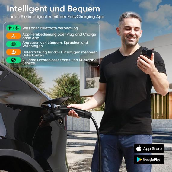 Зарядка для электромобиля Type 2 3.6 кВт, 6 м 8-16A с Wi-Fi Bluetooth с отложенным запуском, зарядная станция | Зображення 4