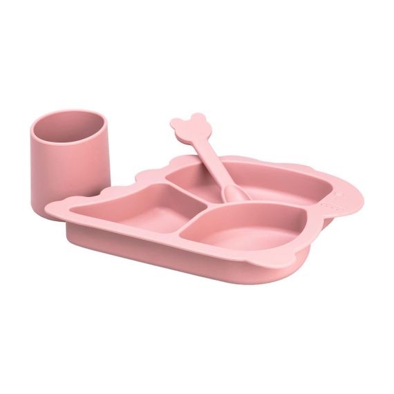 Дитячий набір силіконового посуду 3 предмети Рожевий HP34545P | Зображення 2