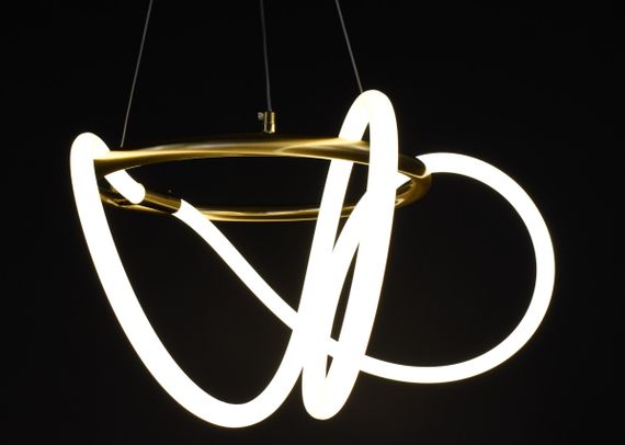 Люстра світлодіодна підвісна LED світильник для квартири на стелю лед 27737 Латунь 45-150х70х70 см. | Зображення 6