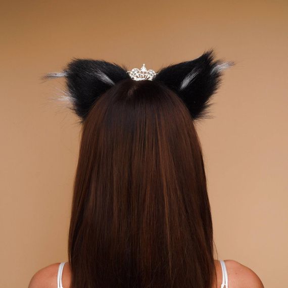 Хутряні вушка кішки, Чорні з білим OKOVA Sex Aura | Зображення 3