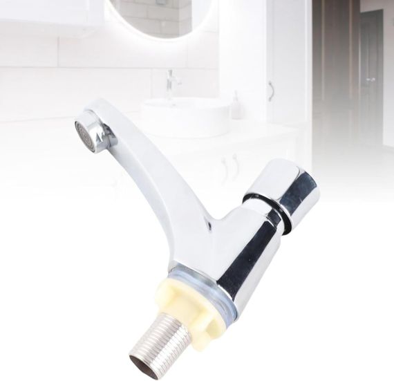 Змішувач для раковини із затримкою часу, автоматичний з таймером авто-закривання для економії води, хромований, латунь | Зображення 2