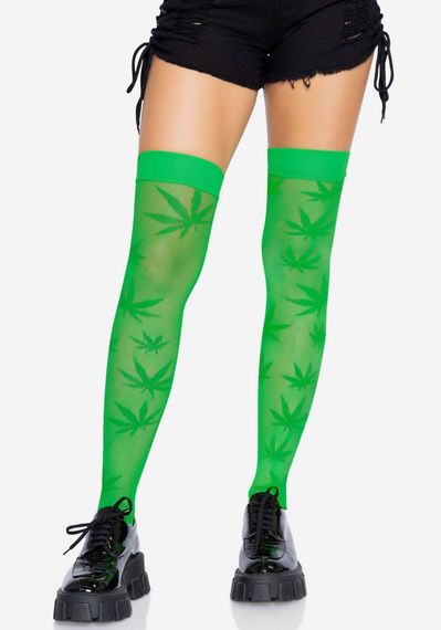 Панчохи Leg Avenue 420 Net thigh highs Green