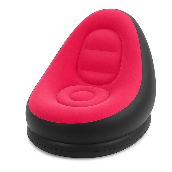 Надувной диван с пуфом Air Sofa / Надувное велюровое кресло с пуфиком+насос Розовый | Зображення 3