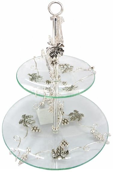 Фруктовниця кругла 2-ярусна декоративна Grapes 30х30х39см