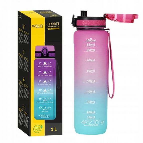 Пляшка для води спортивна 4FIZJO 1000 мл 4FJ0630 Pink/Sky Blue (P-5905973400770) | Зображення 4