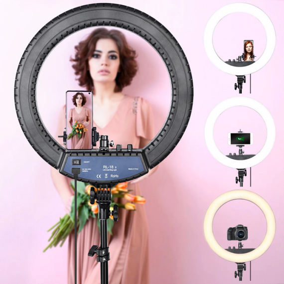 Кільцева LED лампа RL-18, 45см,  пульт у комплекті | Зображення 7