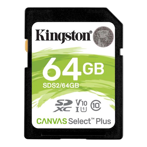 Kingston Canvas Select Plus SD [Карта пам'яті SD 64GB C10 UHS-I R100MB/s] (SDS2/64GB)