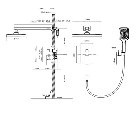 Душова система універсальна Qtap Aquarius Chrome QTAQA64103NGC | Зображення 1