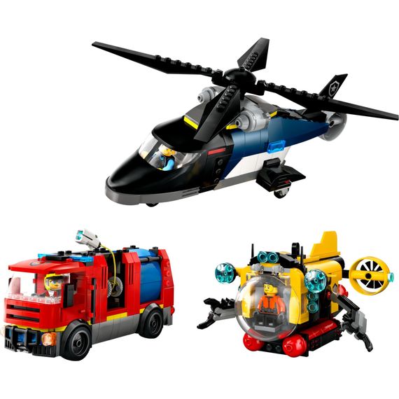 Конструктор LEGO City Ремікс вертольотів, пожежних машин і підводних човнів (60462) | Зображення 1