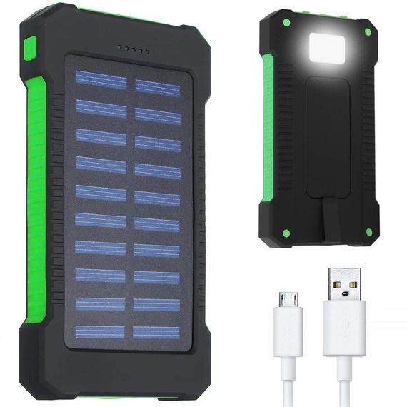 Повербанк 20000 mah з сонячною батареєю та ліхтариком, KL110 / Портативний зовнішній акумулятор / Power Bank