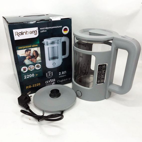 Электрочайники с подсветкой Rainberg RB-2220 | Электронный чайник  | VW-379 Чайник дисковый | Зображення 3