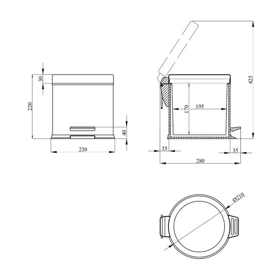 Мусорное ведро Kroner KRM Rizze - ACE411 3 л (CV027998) | Зображення 3