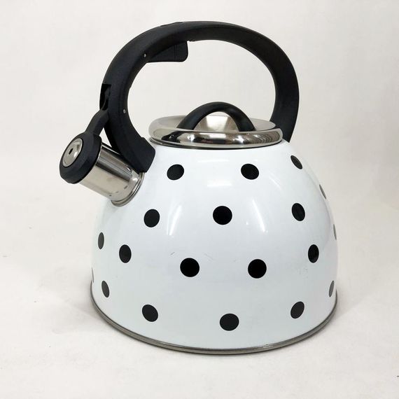 Чайник із свистком для газової плити Unique UN-5301 2,5л горошок. GL-185 Колір: білий | Зображення 2