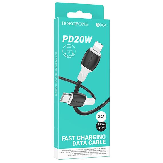 Дата кабель Borofone BX84 Rise Type-C to Lightning 20W (1m) Black | Зображення 4