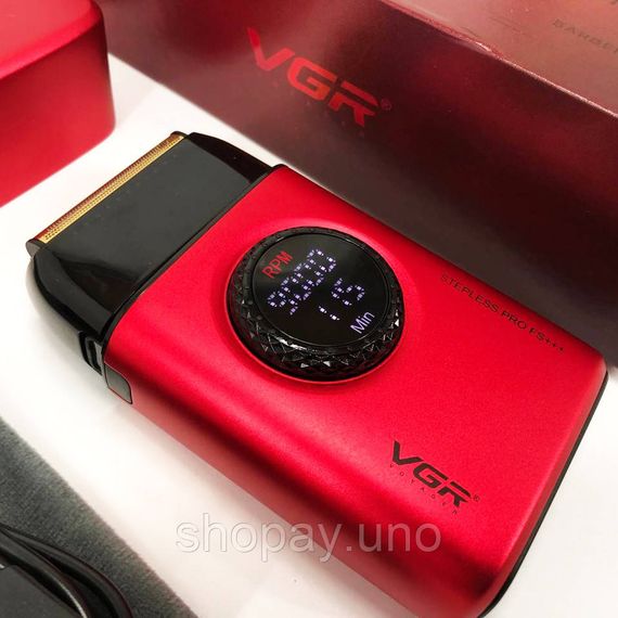 Електробритва VGR V-378 RED шейвер, подвійне лезо, регулювання потужності 7000-9000 RPM. Колір: червоний | Зображення 3