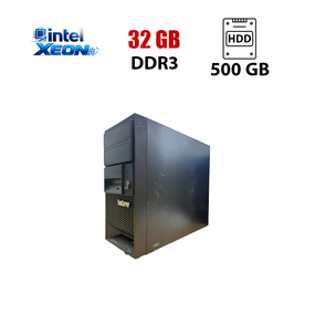 Комп'ютер Lenovo ThinkServer TS140 Tower / Intel Xeon E3-1226 v3 (4 ядра по 3.3 - 3.7 GHz) / 32 GB DDR3 / 500 GB HDD / Intel HD Graphics P4600 б/в
