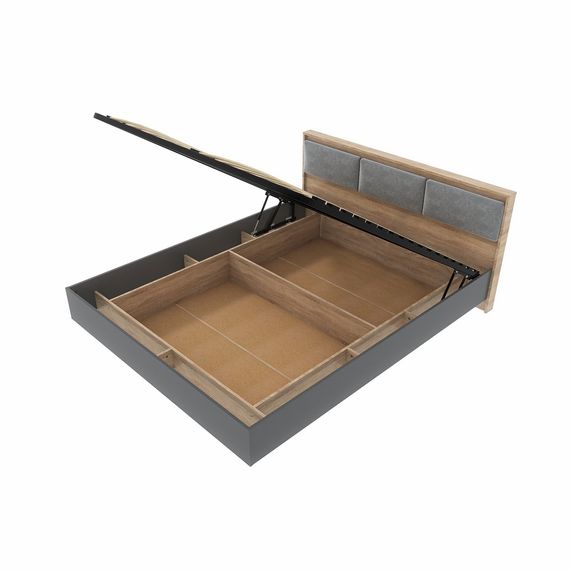 Ліжко двоспальне з підйомним механізмом Еверест Сіті-1600 200,5х168,8х82,6 см Дуб сонома/Графіт (EVR-071086) | Зображення 5