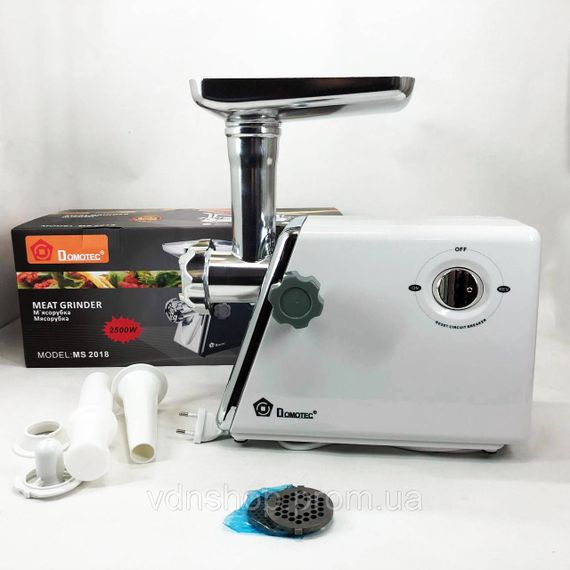 М'ясорубки надійні Domotec, Електрична м'ясорубка з додатковими насадками 'ясорубки для ковбасок NU-94 | Зображення 9