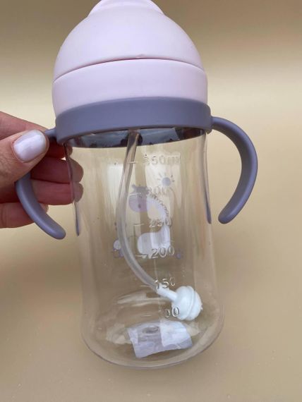 Поїльник непроливайка з трубочкою і грузиком рожевий жираф 350мл | Зображення 5