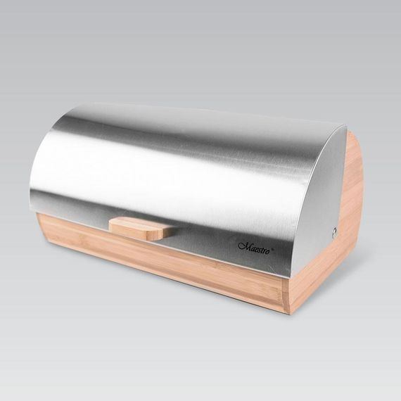 Хлебница деревянная Maestro MR-1673S с крышкой из нержавеющей стали