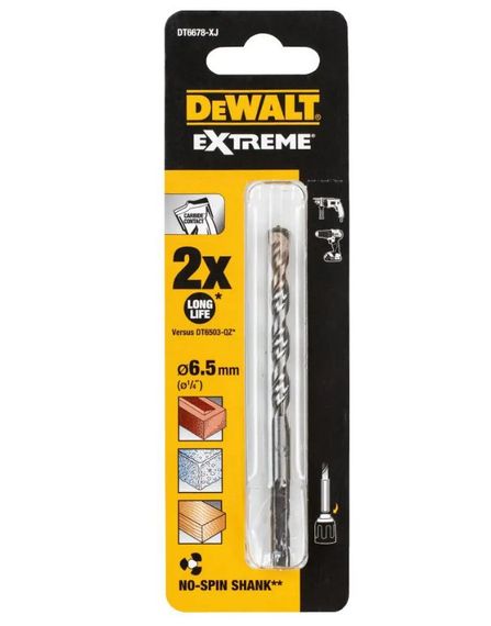 Свердло по бетону/цеглі/каменю DeWALT EXTREME діаметр 6.5 мм (DT6678)