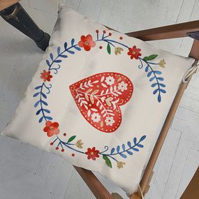 Подушка на стул с завязками Сердечко 40x40x4 см (PZ_23NG019)