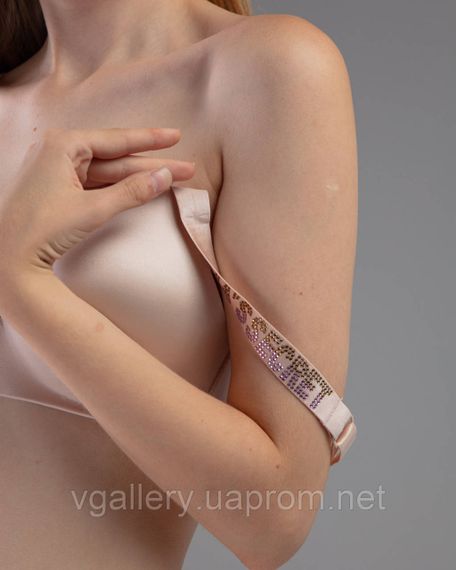 Комплект женского бесшовного белья Victoria`s Secret GOLD с золотыми стразами Бежевый цвет 75C | Зображення 3