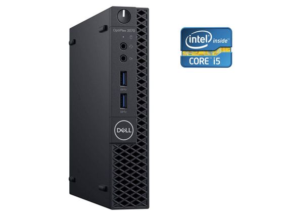 Неттоп Dell OptiPlex 3070 Micro USFF / Intel Core i5-9500T (6 ядер по 2.2 - 3.7 GHz) / 8 GB DDR4 / 256 GB SSD / Intel UHD Graphics 630 / 35W б/у