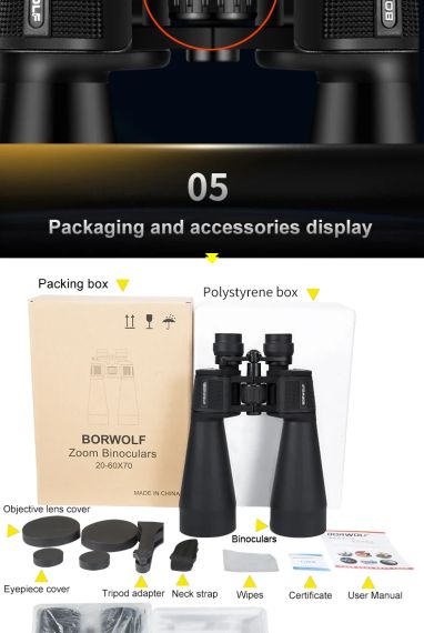 Бінокль BORWOLF 20-60X70 з високим збільшенням | Зображення 8