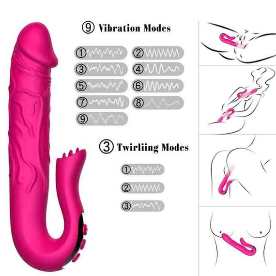Подвійний вібростимулятор Realistic Tongue Stimulating Sex Aura | Зображення 3