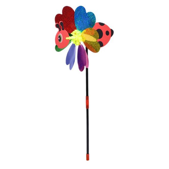Детский ветрячок "Божья коровка" MR 1353-5 цветок диаметром 20,5 см, палочка 38 см