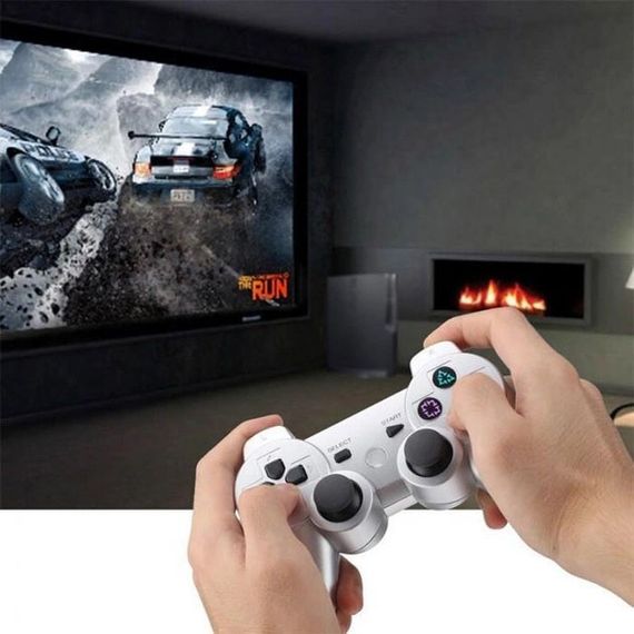 Игровой беспроводной геймпад Doubleshock PS3/PC аккумуляторный джойстик с функцией вибрации. LS-551 Цвет: белый
