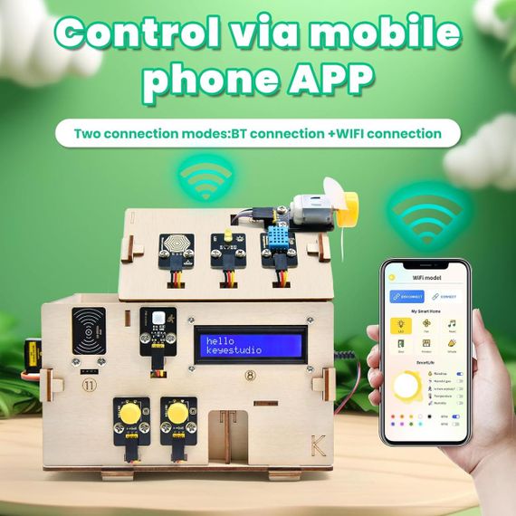 Набір KEYESTUDIO ESP32 для побудови розумного дому, STEM IoT Kit з датчиками, програмування Arduino та Python навчання електроніки | Зображення 3