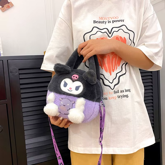 М'яка сумка Куромі для дівчинки через плече, плюшева сумочка Kuromi, дитяча сумочка Куромі | Зображення 2
