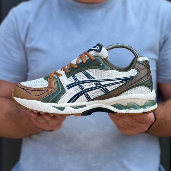 Демісезонні кросівки Asics текстиль/шкіра колір бежевий,зелений,коричневий | Зображення 4