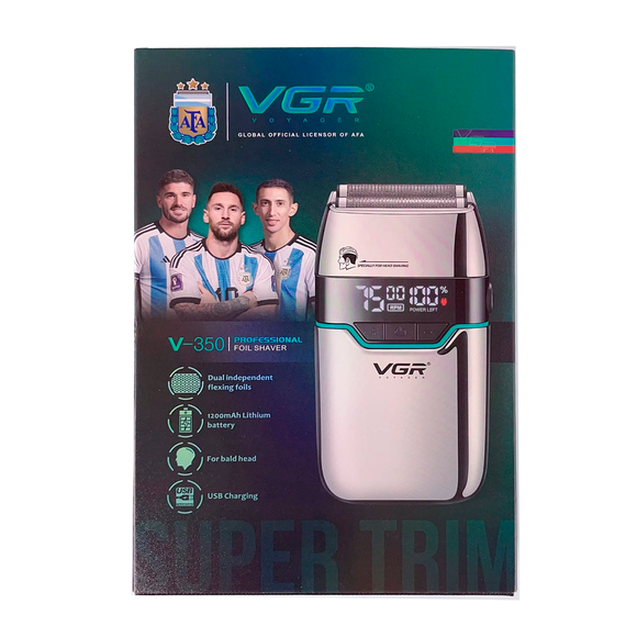 Электробритва VGR V-350 SILVER шейвер, двойное лезвие, 2 насадки, LED дисплей | Зображення 6