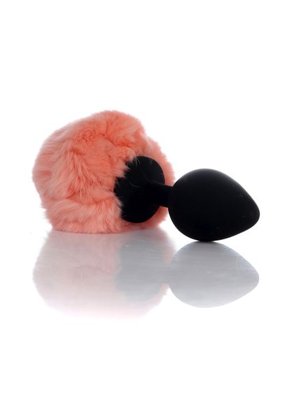 Анальна пробка - Bunny Tail Silicone Black Plug Peach | Зображення 5