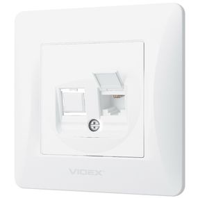 Одинарна телефонна розетка CAT3 VIDEX BINERA VF-BNSK1TF3-W біла