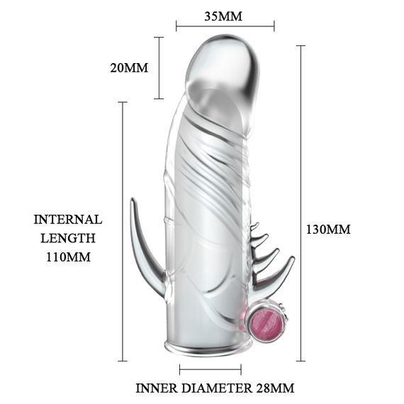 Насадка на член - Penis Sleeve With Vibration, 13 см | Зображення 4